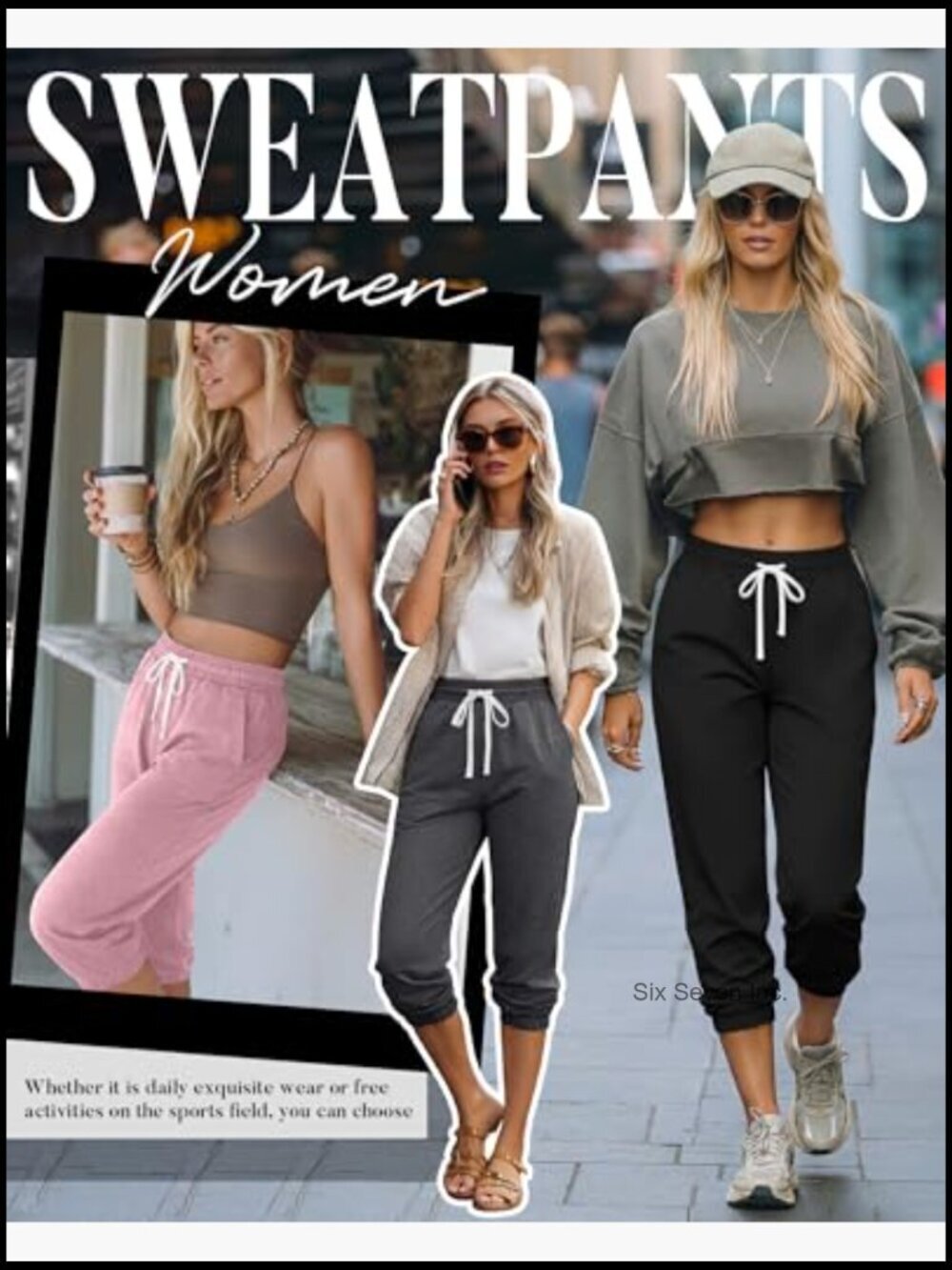 3-Pack Women's Capri Sweatpants Joggers High Waisted Athletic Lounge Pants with - Picture 3 of 7